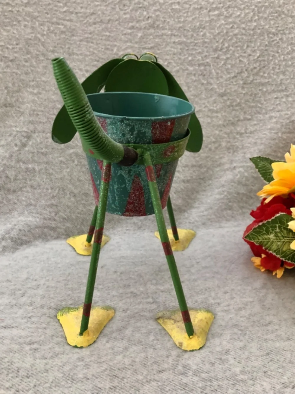 NWOT - Green & Yellow Metallic Dog Sculpture